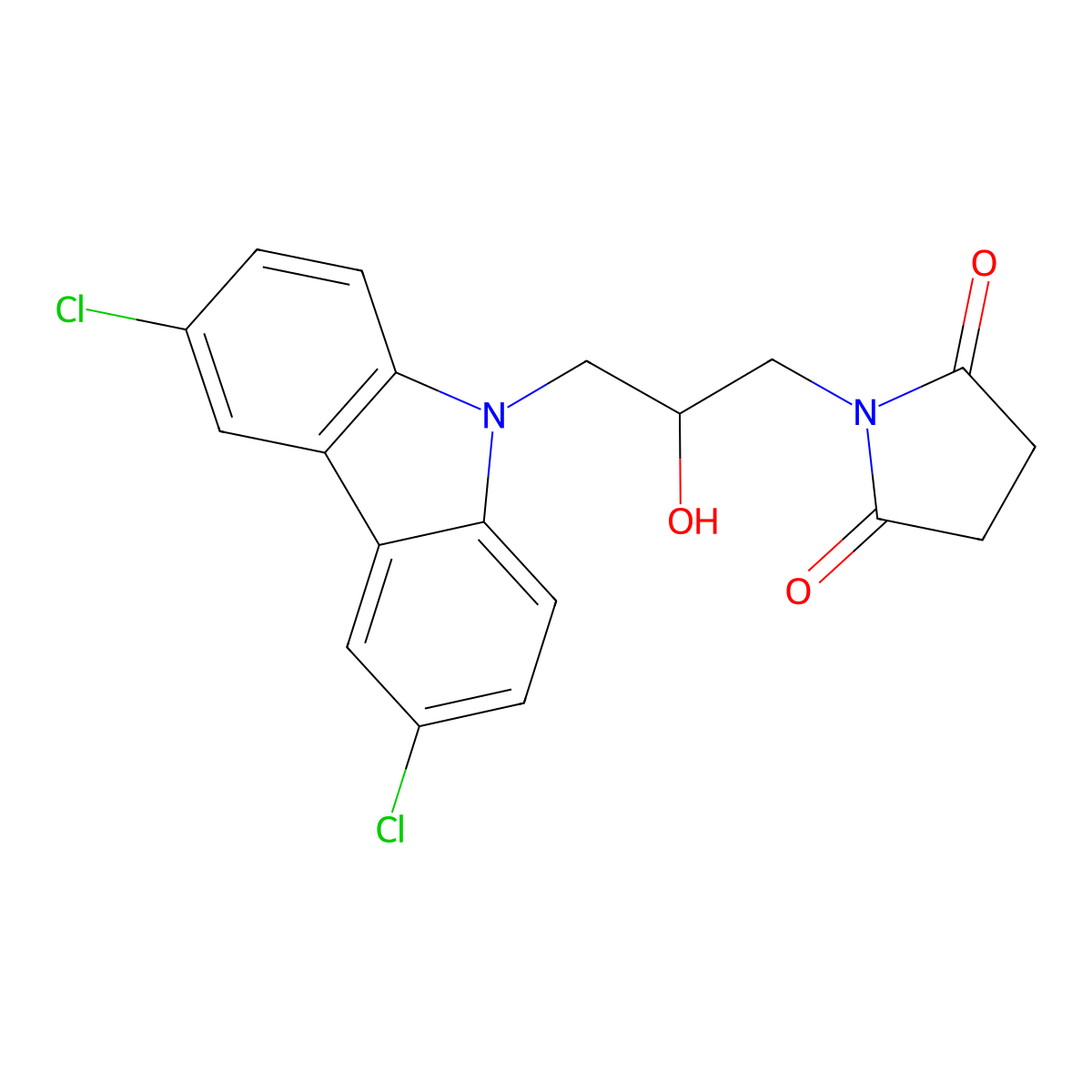 1-[3-(3,6-dichloro-9H-carbazol-9-yl)-2-hydroxypropyl]pyrrolidine-2,5-dione molecular structure, CAS 314052-84-1