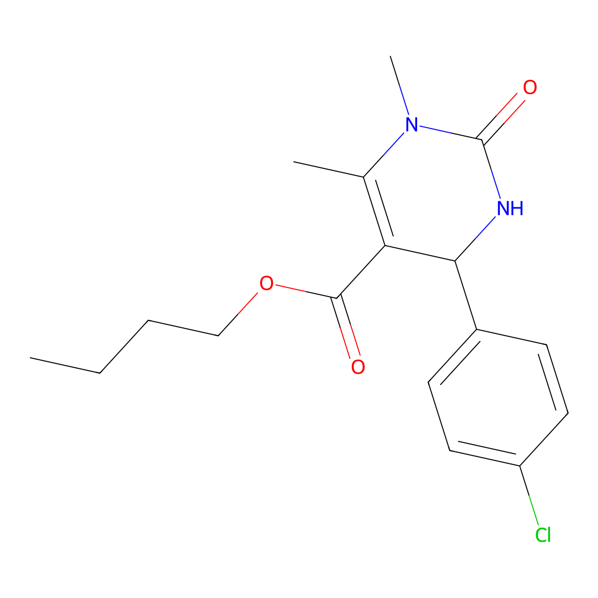 Butyl 4-(4-chlorophenyl)-1,6-dimethyl-2-oxo-1,2,3,4-tetrahydro-5-pyrimidinecarboxylate molecular structure, CAS 314052-88-5