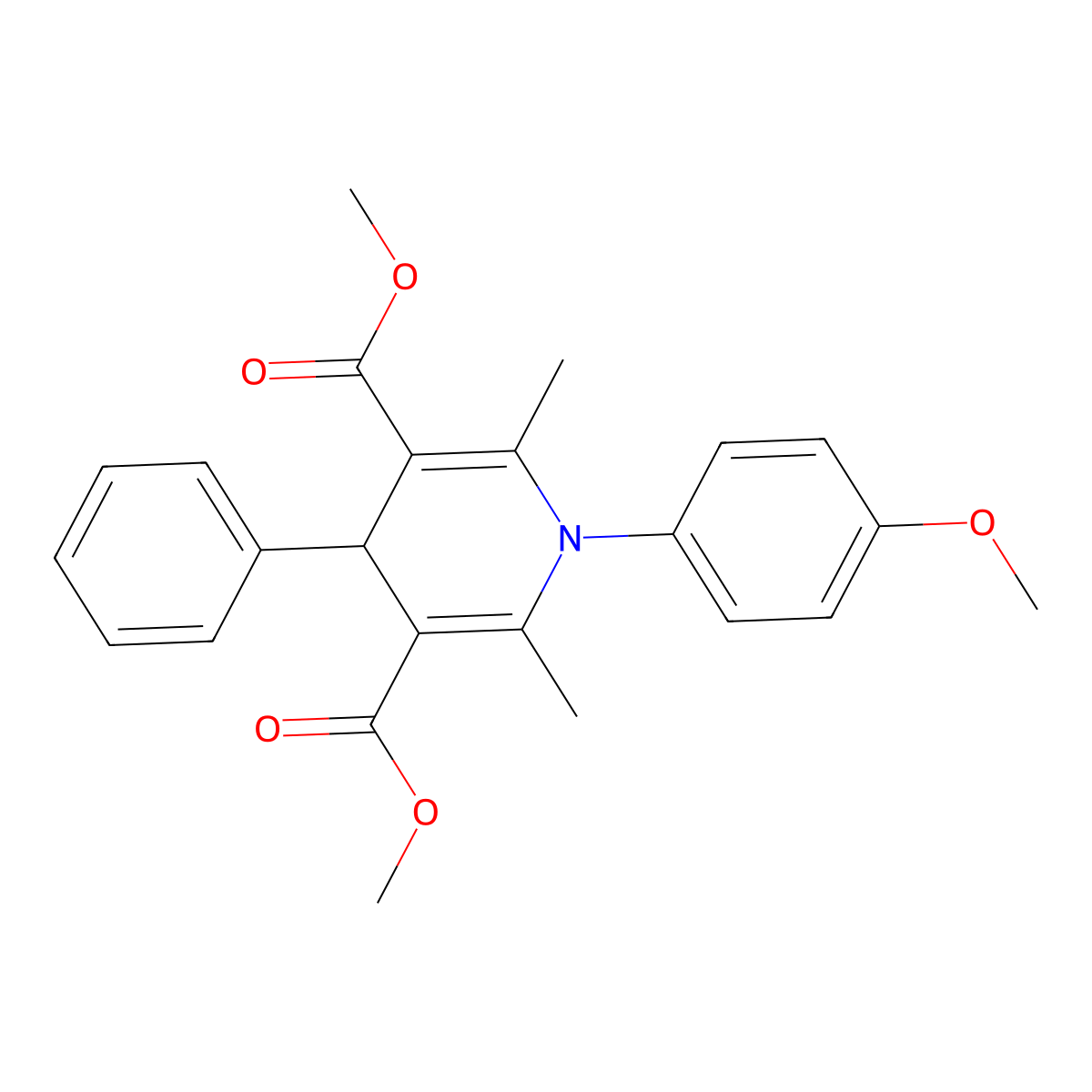 dimethyl 1-(4-methoxyphenyl)-2,6-dimethyl-4-phenyl-4H-pyridine-3,5-dicarboxylate molecular structure, CAS 314053-04-8