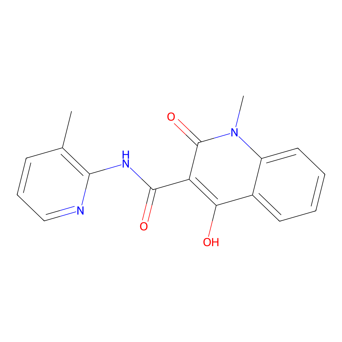 4-hydroxy-1-methyl-N-(3-methylpyridin-2-yl)-2-oxo-1,2-dihydroquinoline-3-carboxamide molecular structure, CAS 314053-55-9