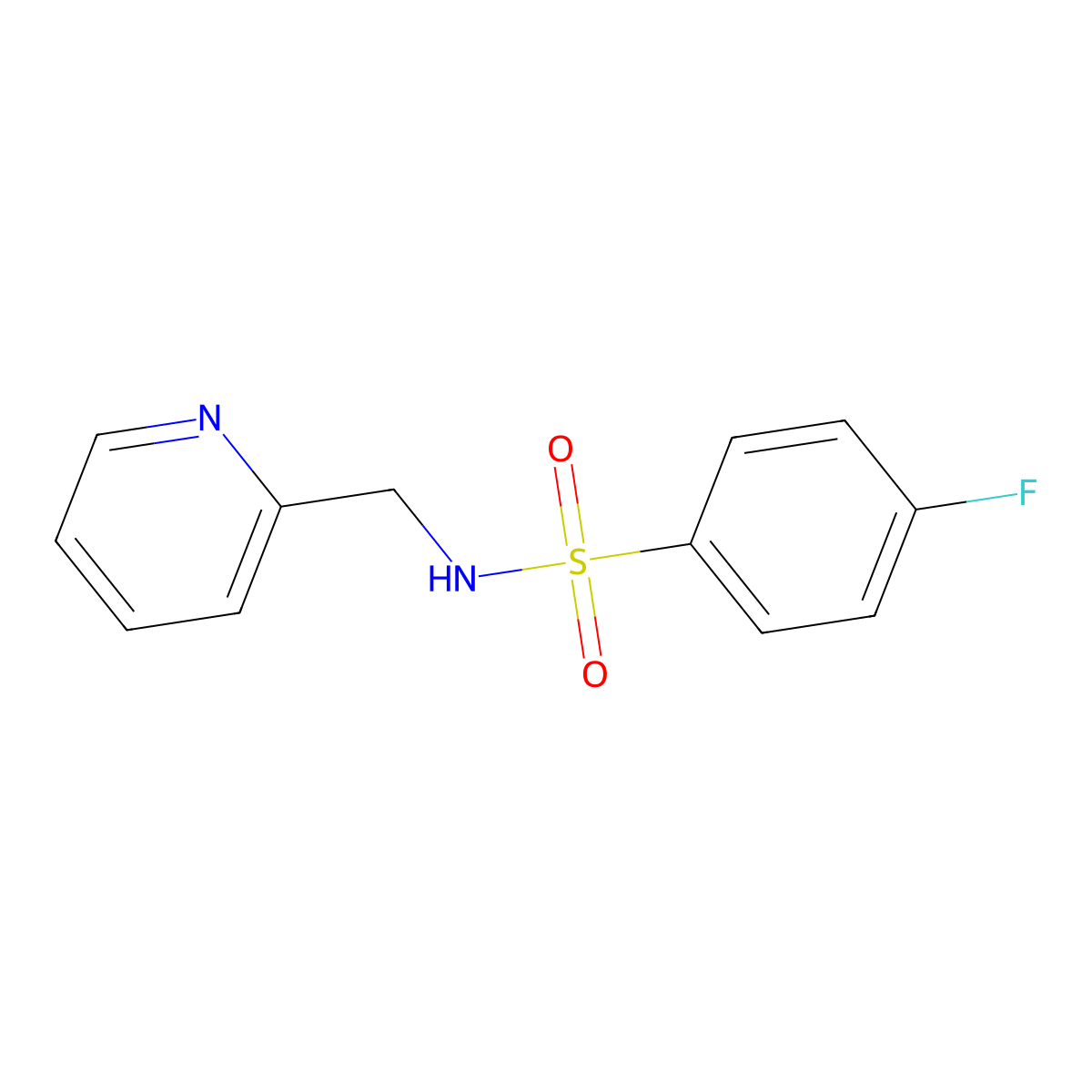 4-fluoro-N-(pyridin-2-ylmethyl)benzenesulfonamide molecular structure, CAS 314053-60-6