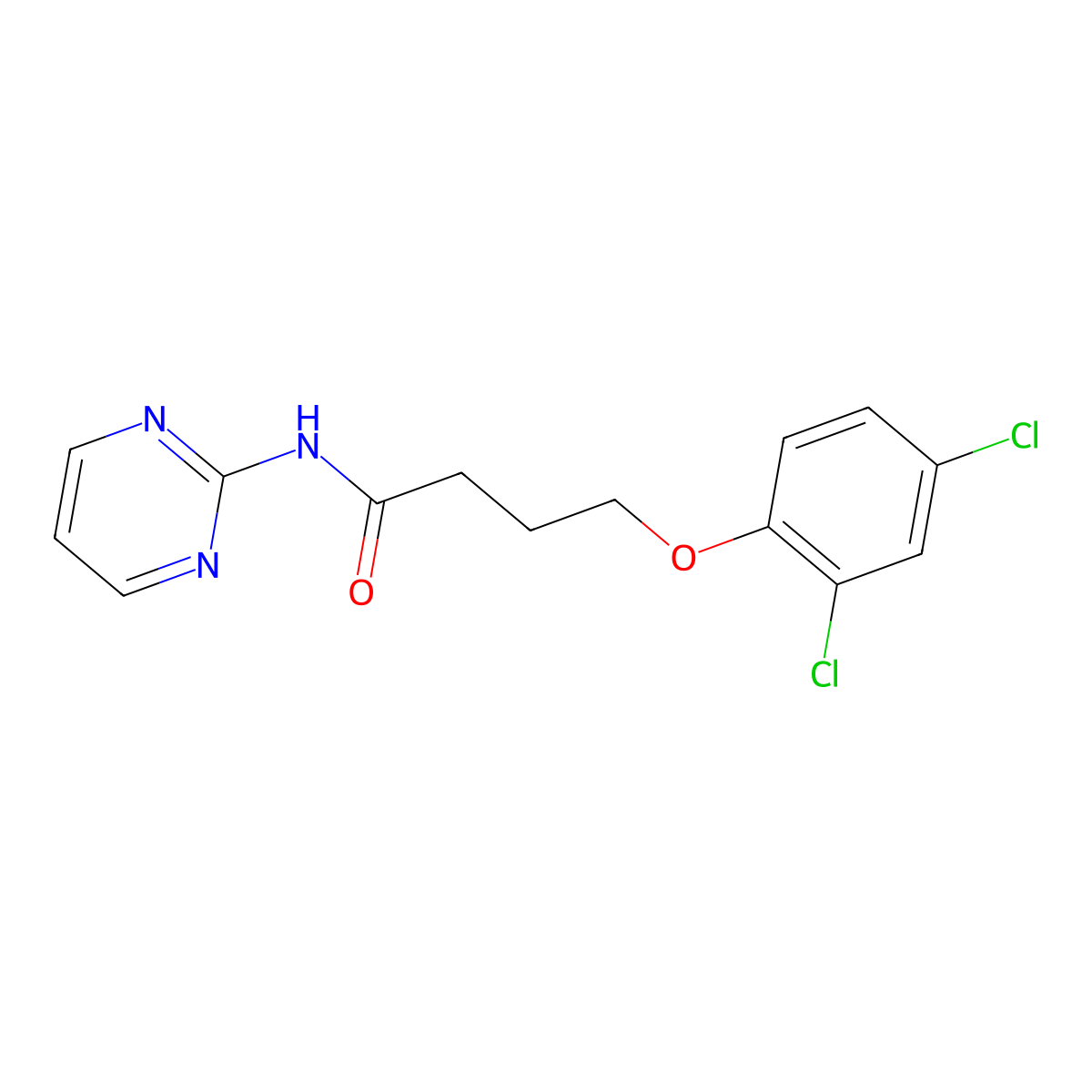 4-(2,4-dichlorophenoxy)-N-pyrimidin-2-ylbutanamide molecular structure, CAS 314053-83-3
