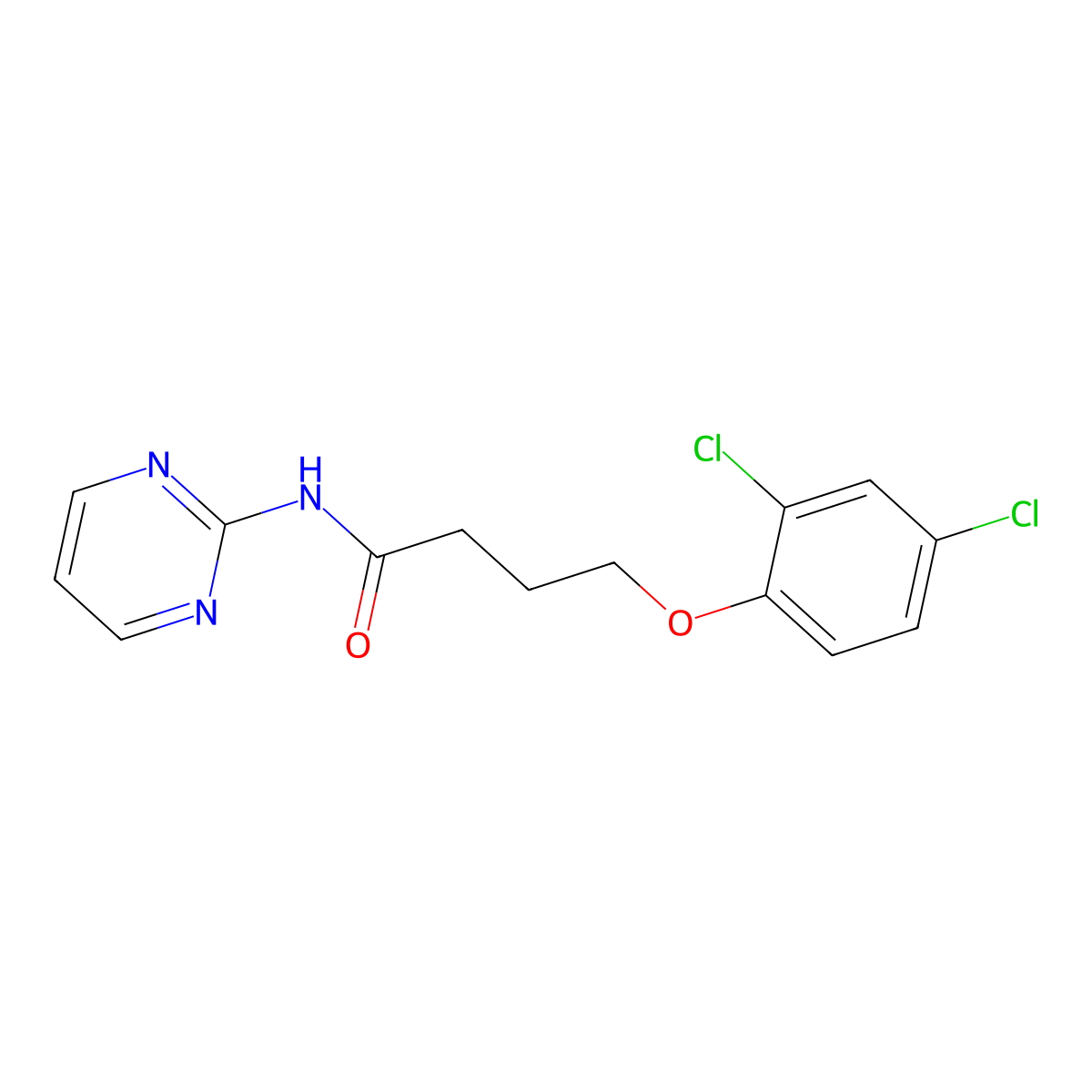 4-(2,4-dichlorophenoxy)-N-pyrimidin-2-ylbutanamide molecular structure, CAS 314053-83-3