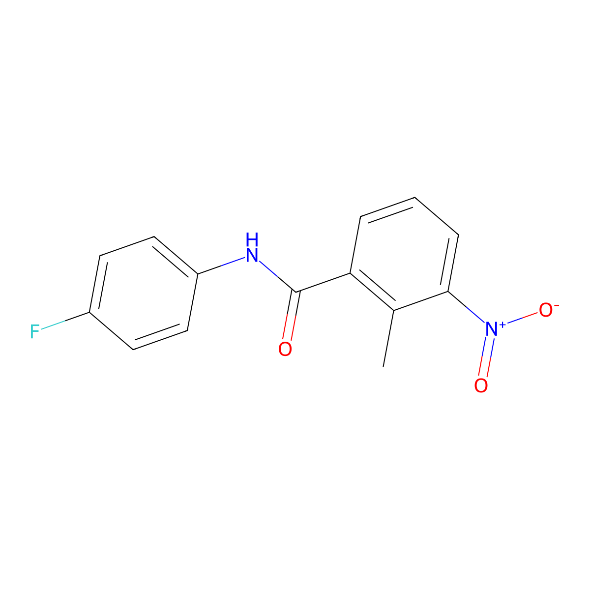 N-(4-fluorophenyl)-2-methyl-3-nitrobenzamide molecular structure, CAS 314053-95-7