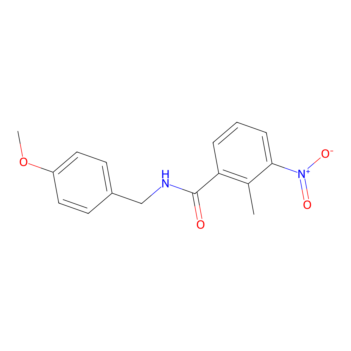 N-(4-methoxybenzyl)-2-methyl-3-nitrobenzamide molecular structure, CAS 314053-96-8