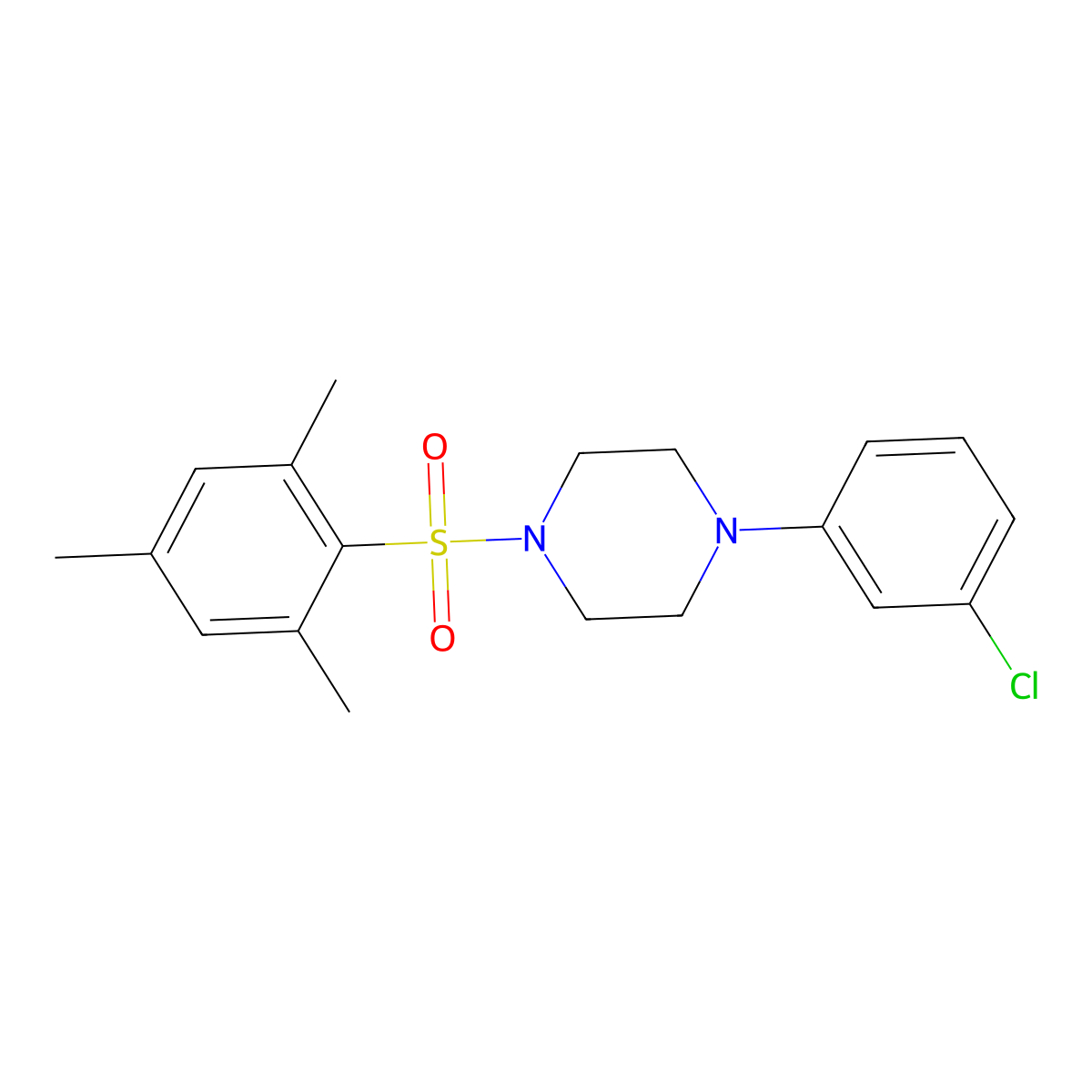 1-(3-Chlorophenyl)-4-[(2,4,6-trimethylphenyl)sulfonyl]piperazine molecular structure, CAS 314054-08-5
