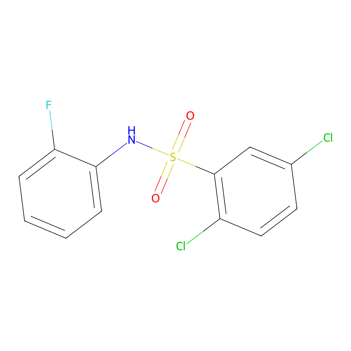 2,5-dichloro-N-(2-fluorophenyl)benzenesulfonamide molecular structure, CAS 314054-09-6