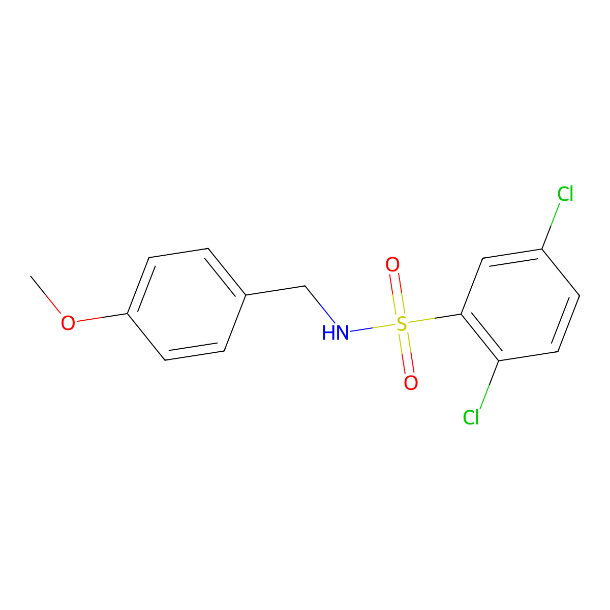 2,5-dichloro-N-(4-methoxybenzyl)benzenesulfonamide molecular structure, CAS 314054-10-9