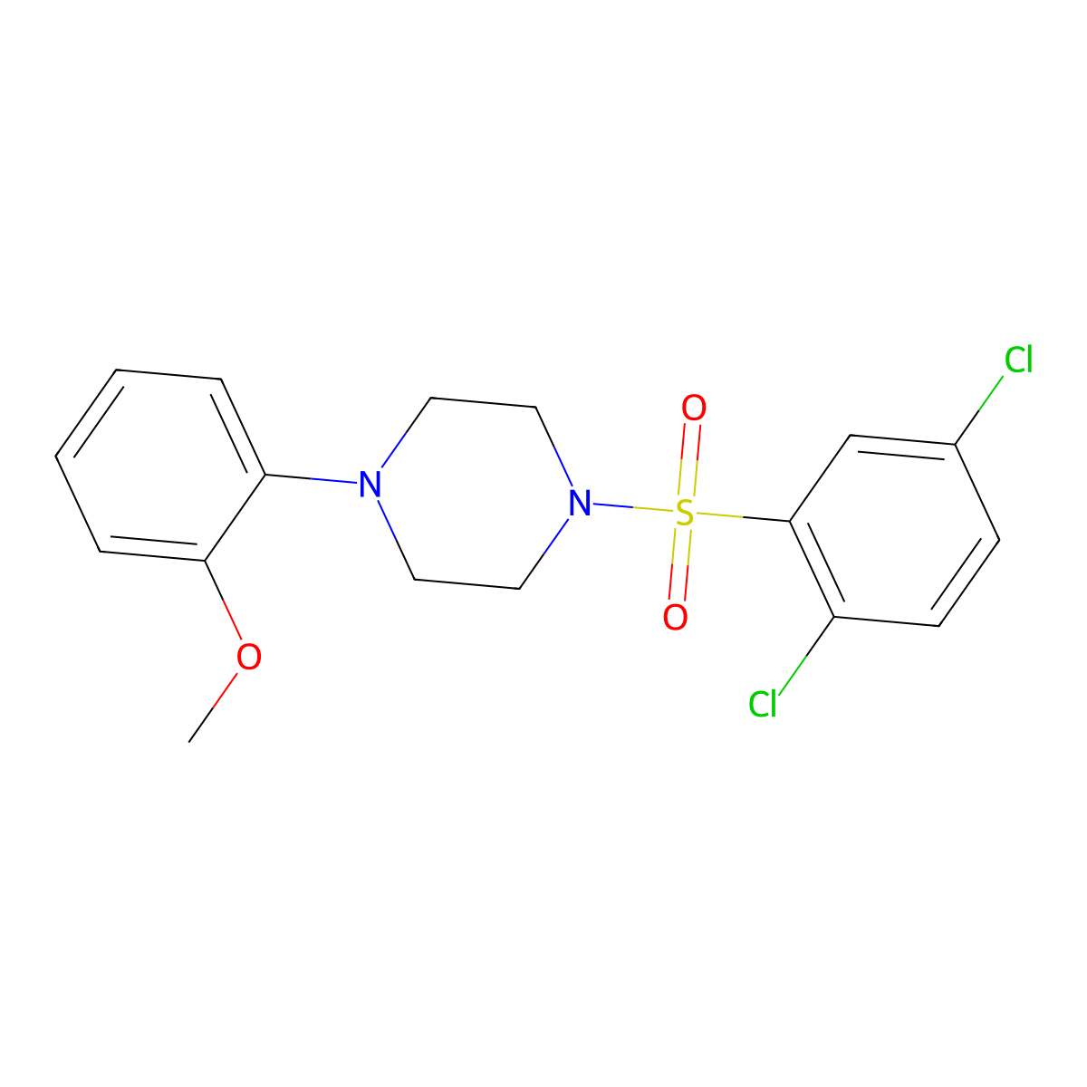 1-[(2,5-Dichlorophenyl)sulfonyl]-4-(2-methoxyphenyl)piperazine molecular structure, CAS 314054-11-0