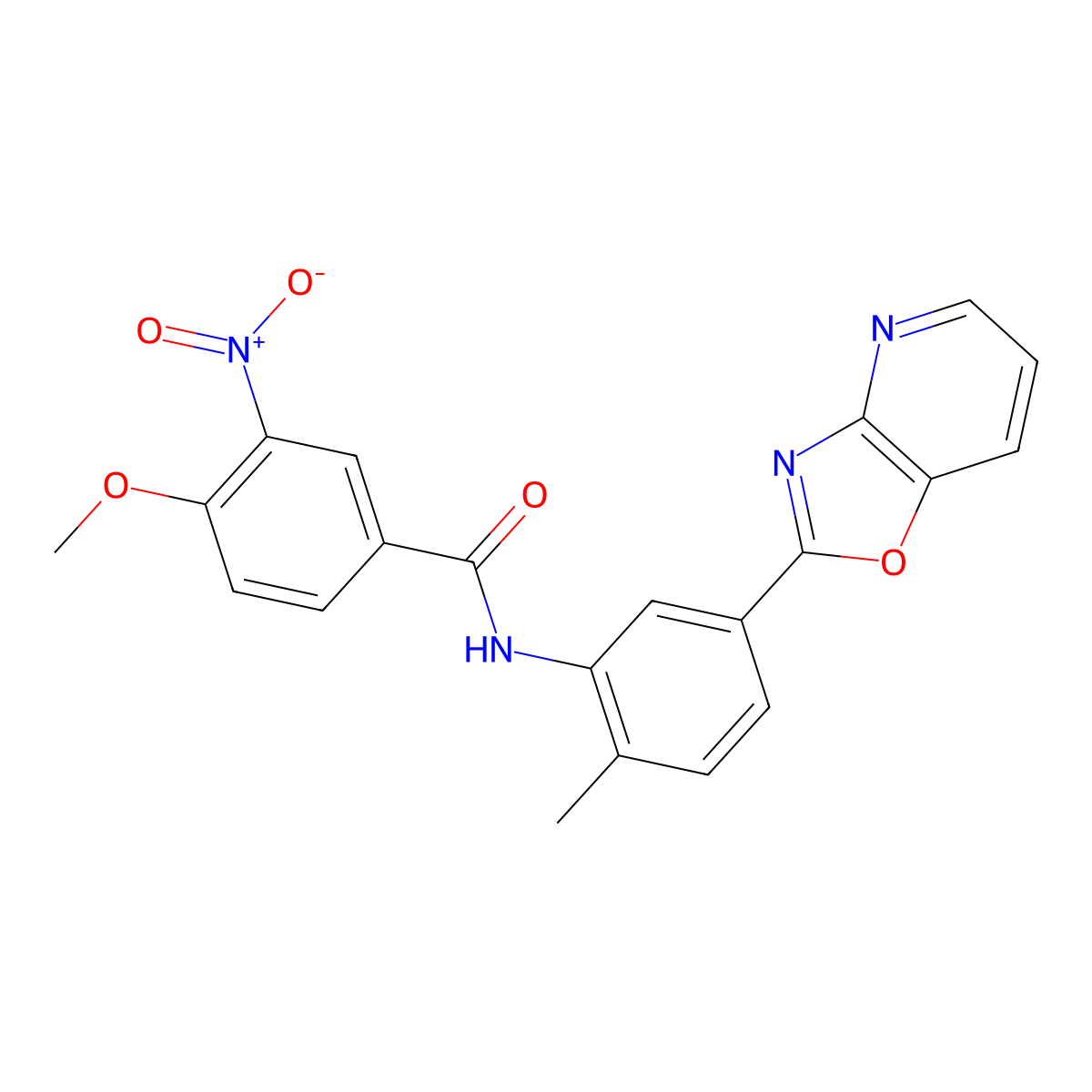 4-methoxy-N-[2-methyl-5-([1,3]oxazolo[4,5-b]pyridin-2-yl)phenyl]-3-nitrobenzamide molecular structure, CAS 314054-23-4