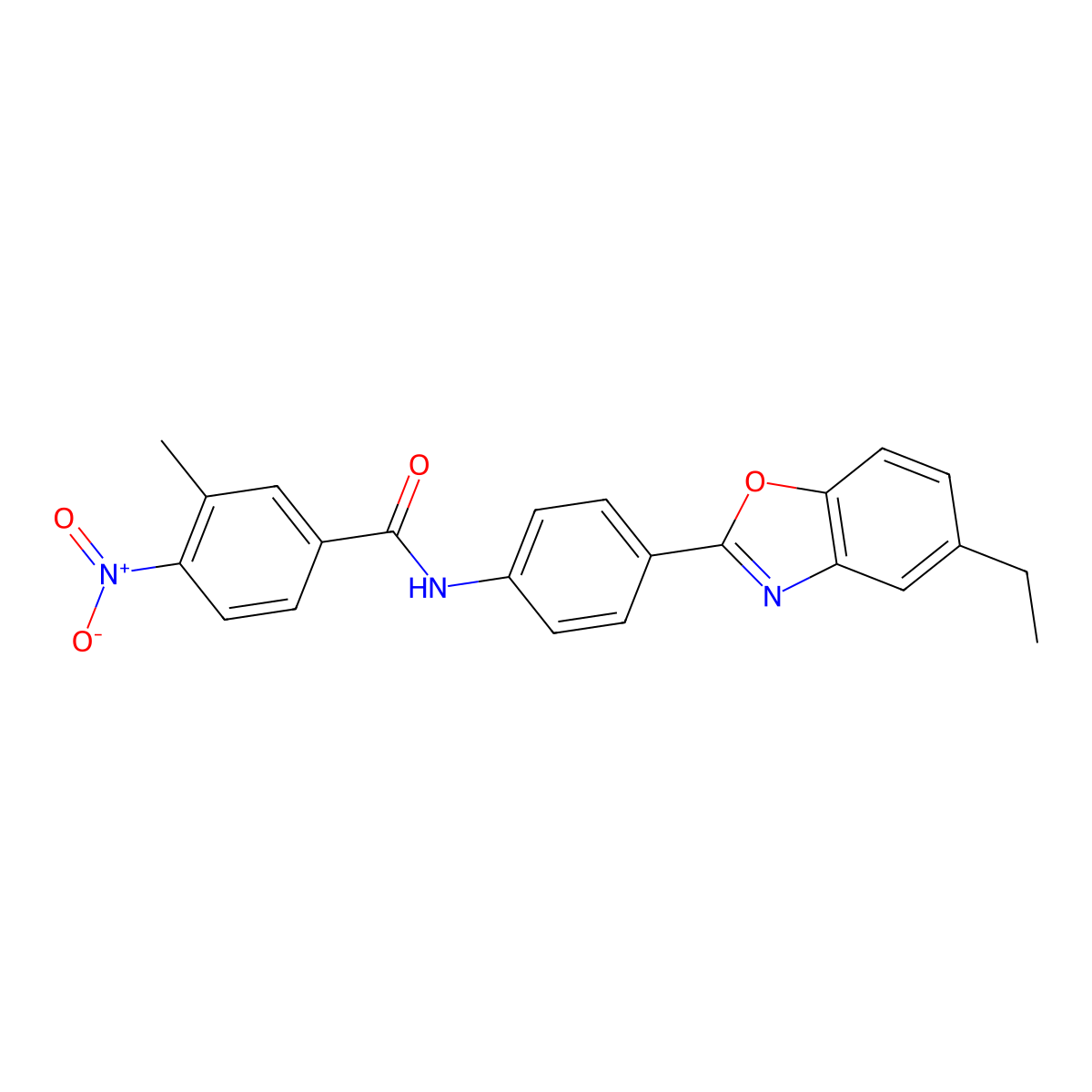 N-[4-(5-ethyl-1,3-benzoxazol-2-yl)phenyl]-3-methyl-4-nitrobenzamide molecular structure, CAS 314054-26-7