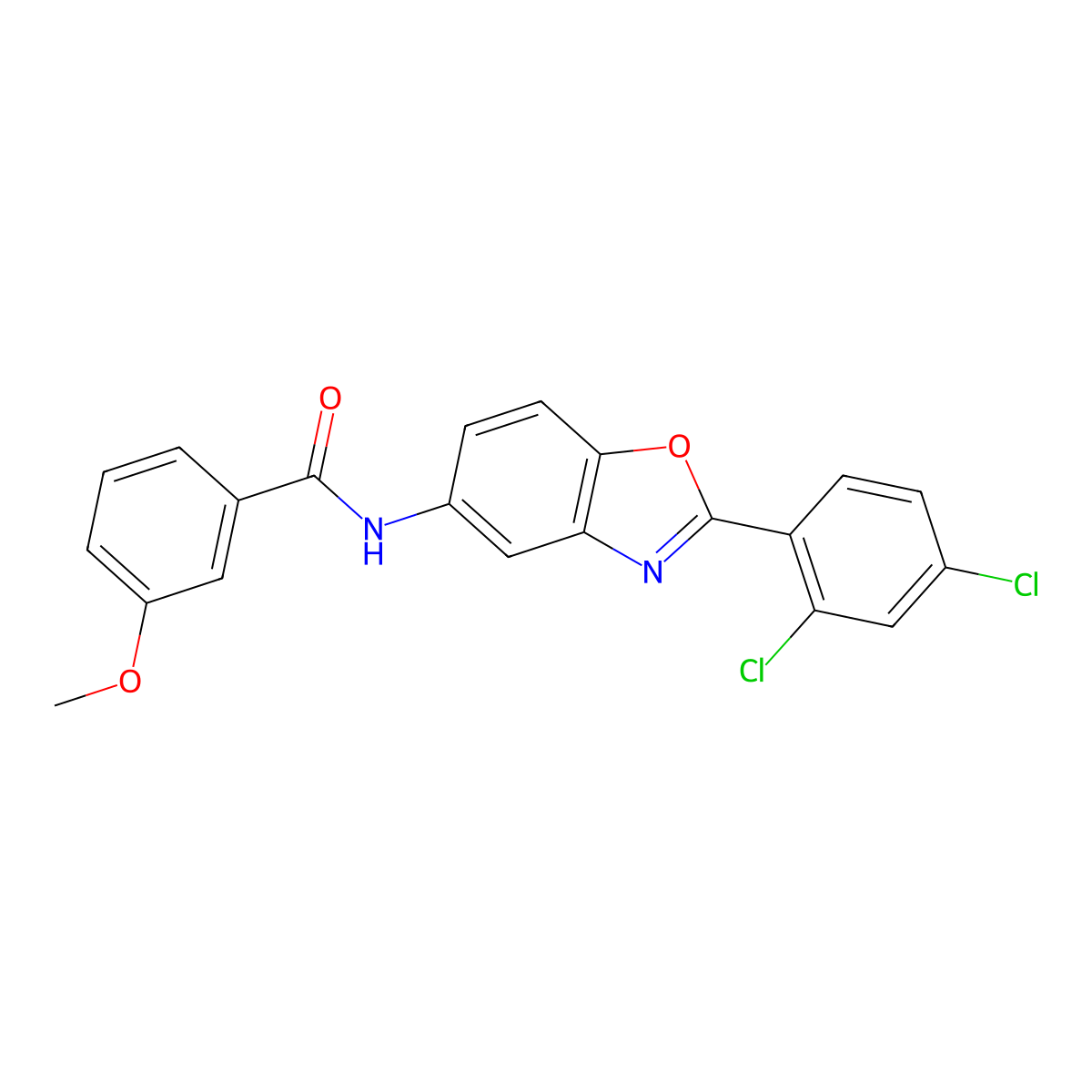 N-[2-(2,4-dichlorophenyl)-1,3-benzoxazol-5-yl]-3-methoxybenzamide molecular structure, CAS 314054-31-4
