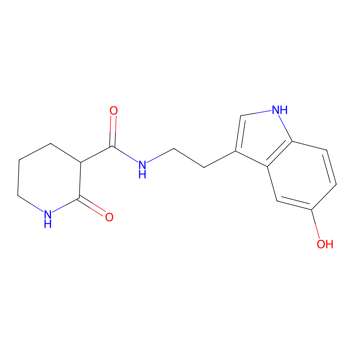 N-(2-(5-hydroxy-1H-indol-3-yl)ethyl)-2-oxopiperidine-3-carboxamide molecular structure, CAS 314054-36-9