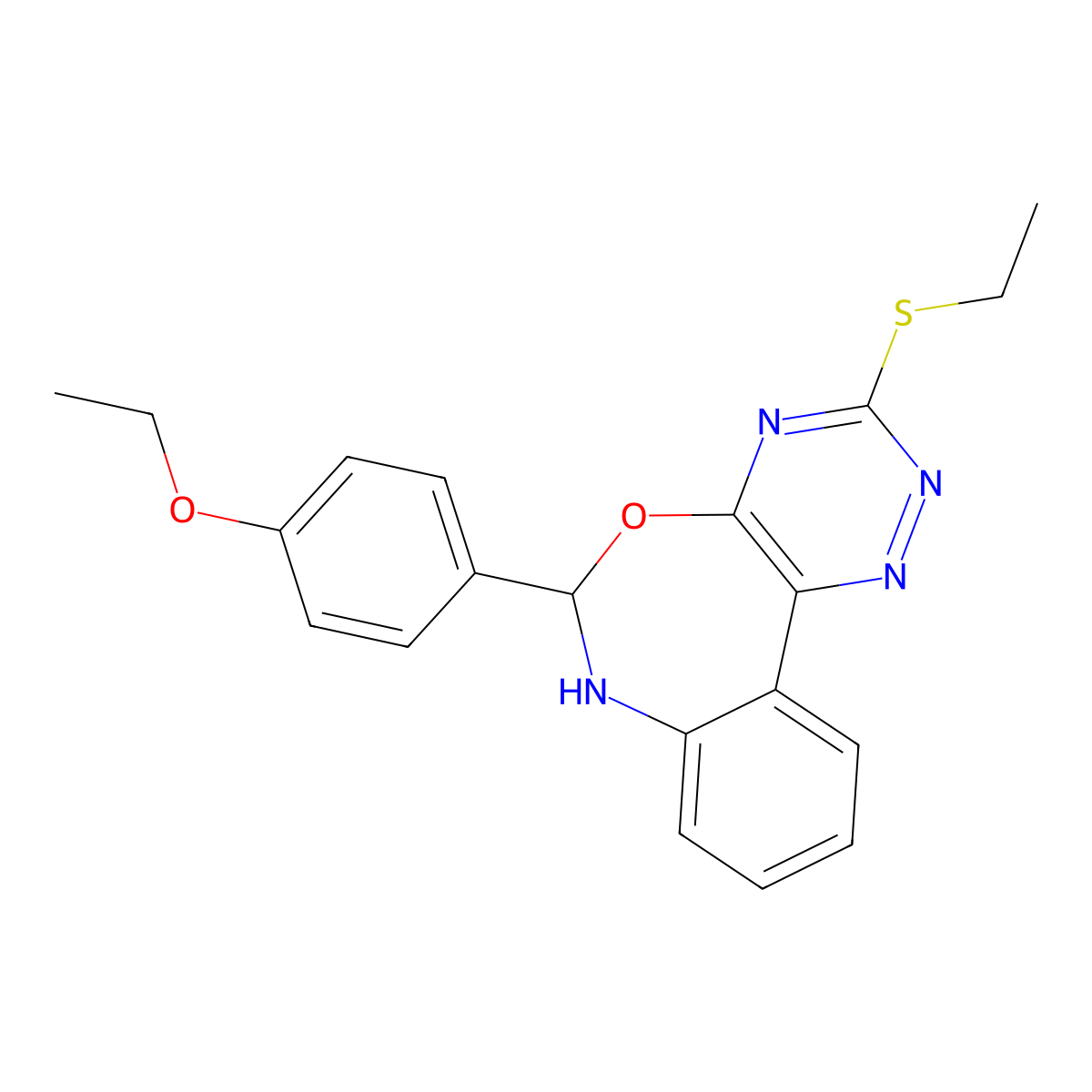 6-(4-Ethoxyphenyl)-3-ethylsulfanyl-6,7-dihydro-[1,2,4]triazino[5,6-d][3,1]benzoxazepine molecular structure, CAS 314054-59-6
