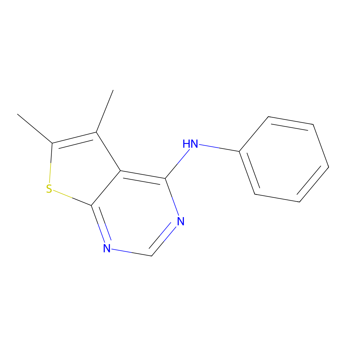 5,6-dimethyl-N-phenylthieno[2,3-d]pyrimidin-4-amine molecular structure, CAS 314054-91-6
