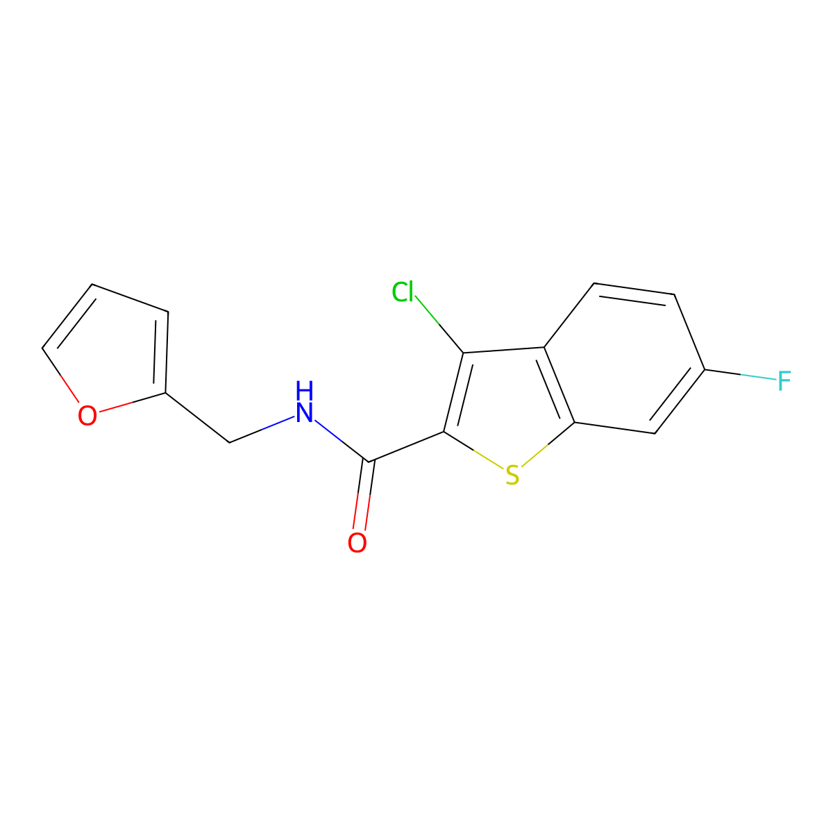 3-chloro-6-fluoro-N-(furan-2-ylmethyl)-1-benzothiophene-2-carboxamide molecular structure, CAS 314054-96-1