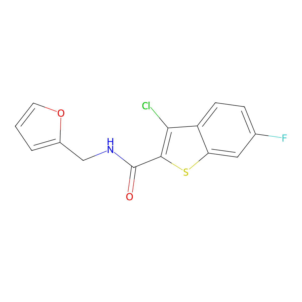 3-chloro-6-fluoro-N-(furan-2-ylmethyl)-1-benzothiophene-2-carboxamide molecular structure, CAS 314054-96-1