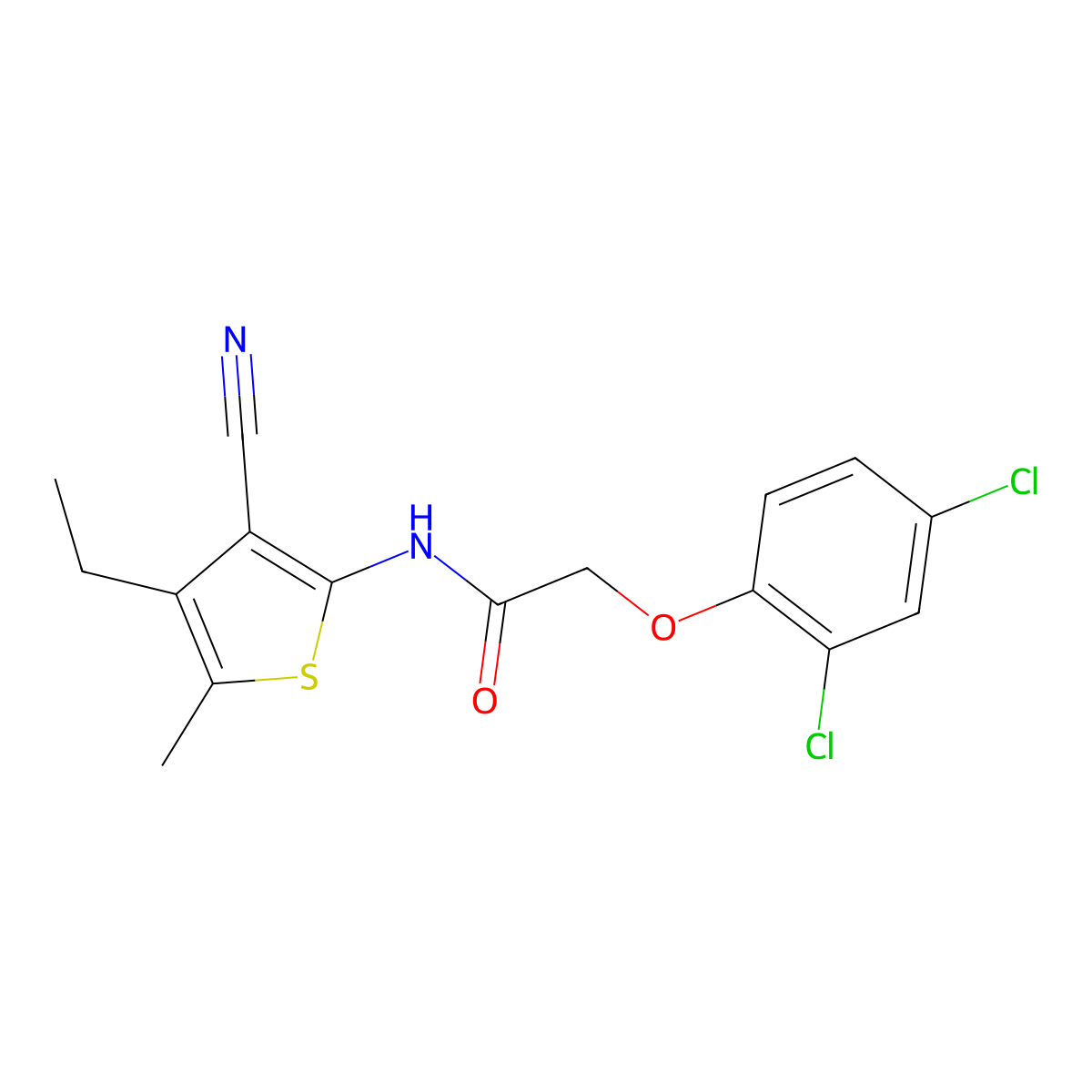 N-(3-cyano-4-ethyl-5-methylthiophen-2-yl)-2-(2,4-dichlorophenoxy)acetamide molecular structure, CAS 314055-00-0