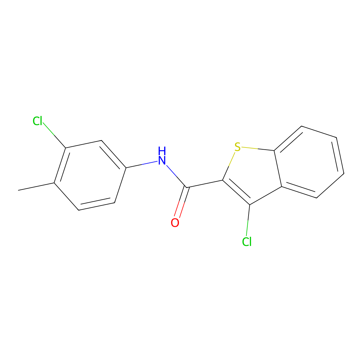 3-chloro-N-(3-chloro-4-methylphenyl)-1-benzothiophene-2-carboxamide molecular structure, CAS 314055-13-5