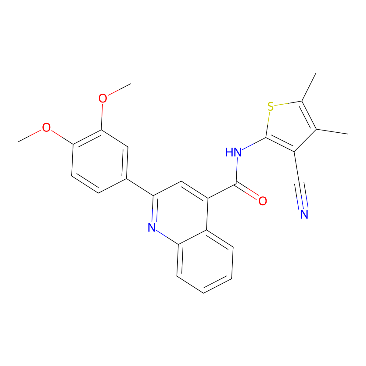 N-(3-cyano-4,5-dimethylthiophen-2-yl)-2-(3,4-dimethoxyphenyl)quinoline-4-carboxamide molecular structure, CAS 314055-17-9