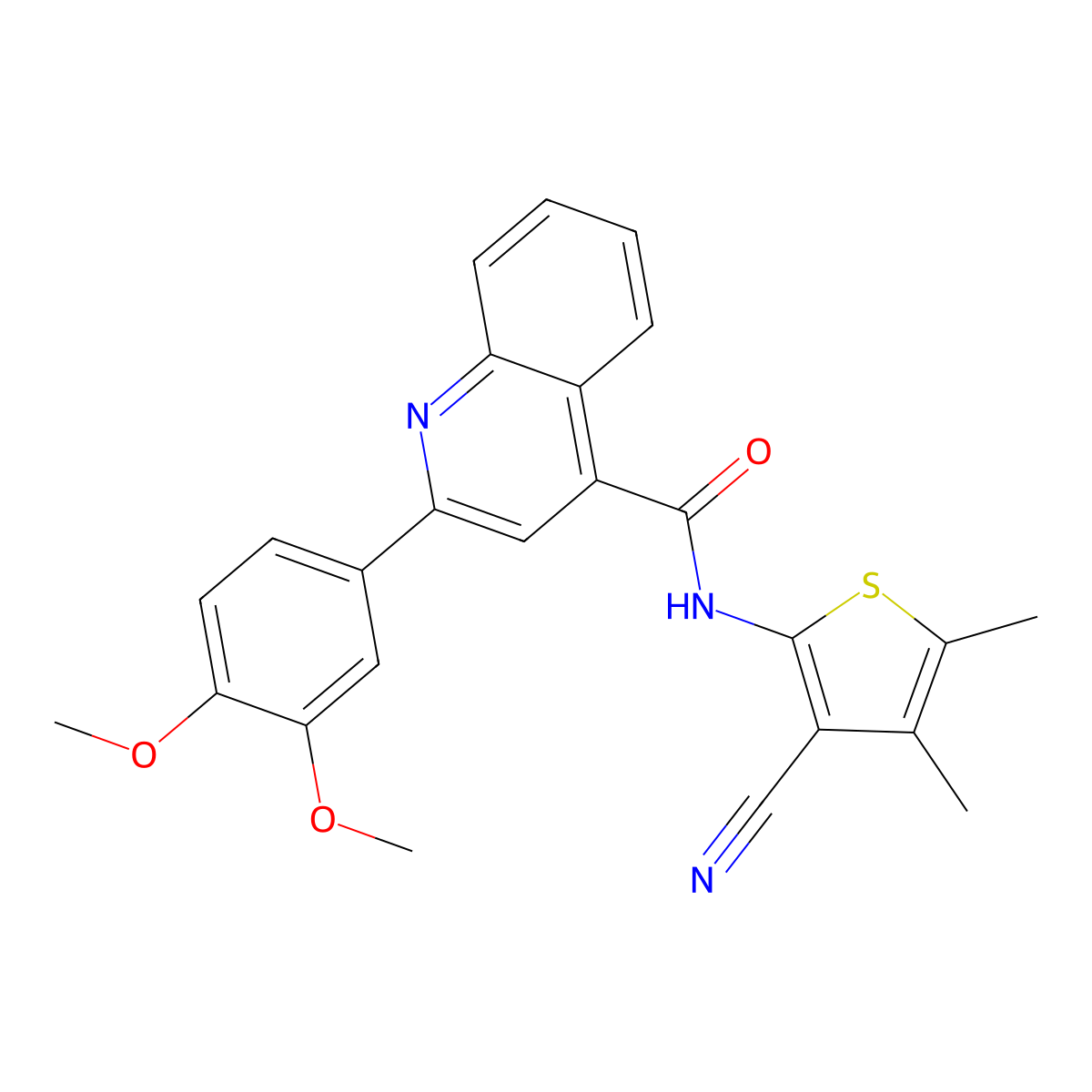 N-(3-cyano-4,5-dimethylthiophen-2-yl)-2-(3,4-dimethoxyphenyl)quinoline-4-carboxamide molecular structure, CAS 314055-17-9