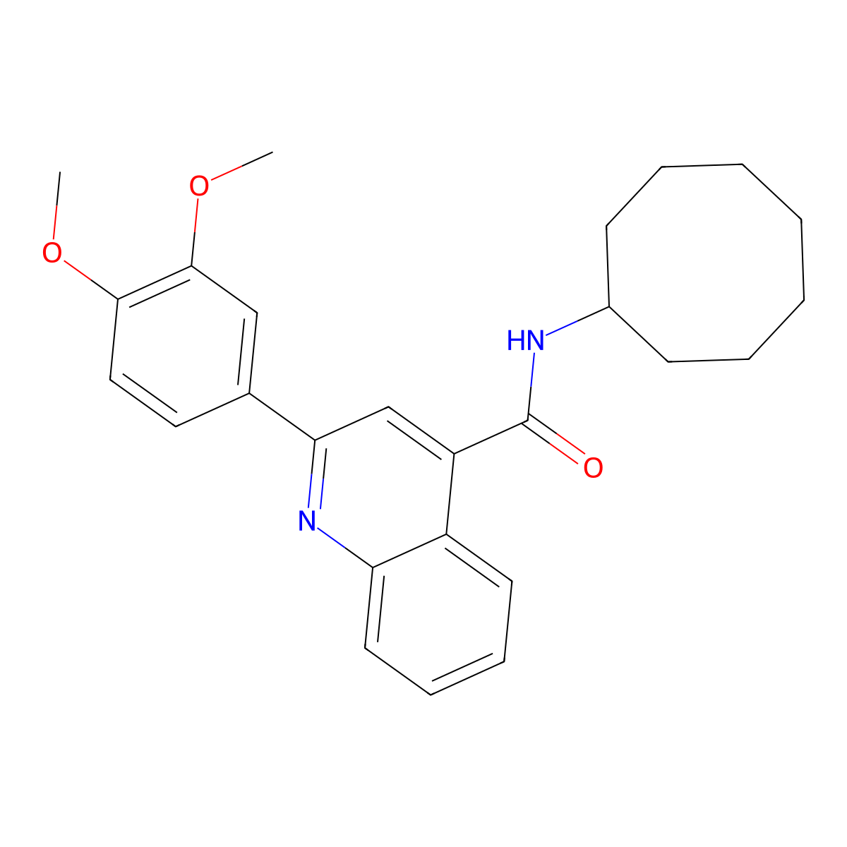 N-cyclooctyl-2-(3,4-dimethoxyphenyl)quinoline-4-carboxamide molecular structure, CAS 314055-19-1