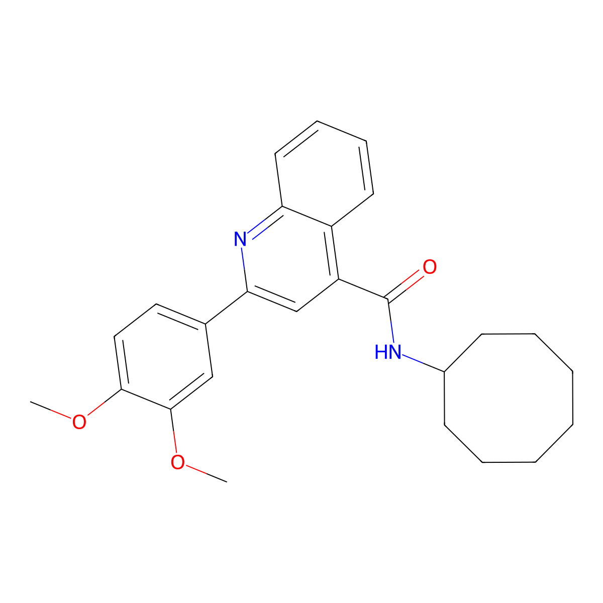 N-cyclooctyl-2-(3,4-dimethoxyphenyl)quinoline-4-carboxamide molecular structure, CAS 314055-19-1