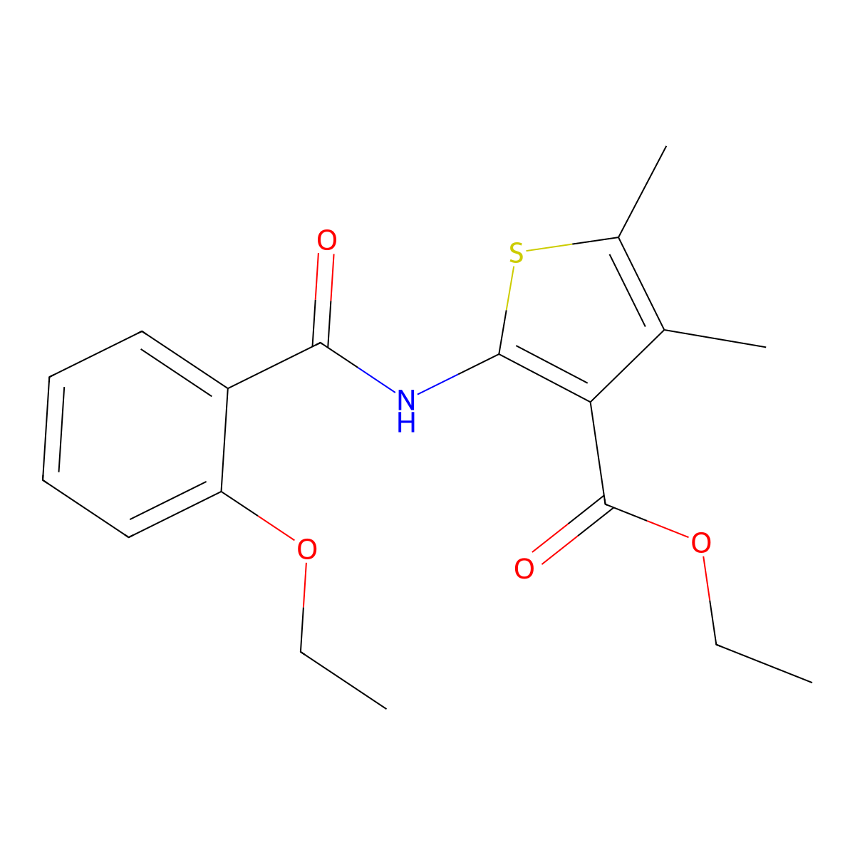 Ethyl 2-[(2-ethoxybenzoyl)amino]-4,5-dimethylthiophene-3-carboxylate molecular structure, CAS 314055-25-9