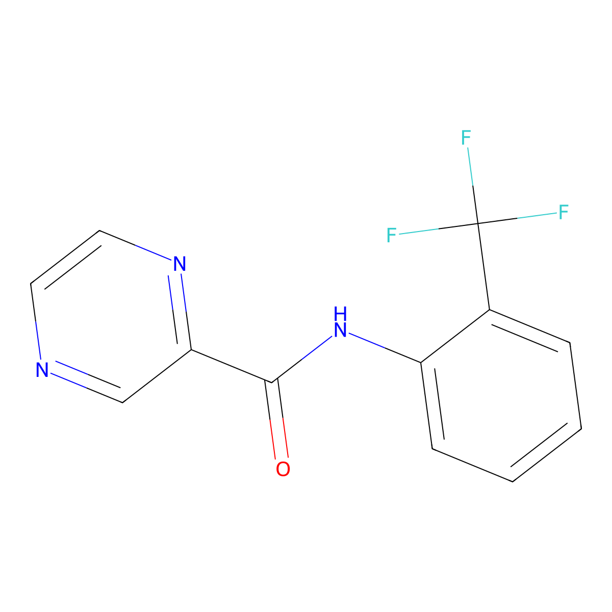 N-[2-(trifluoromethyl)phenyl]pyrazine-2-carboxamide molecular structure, CAS 314055-37-3