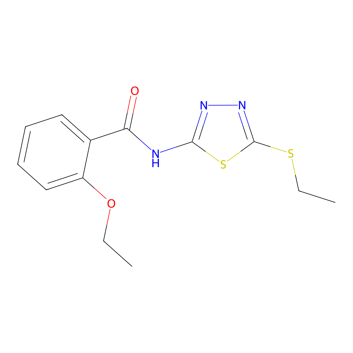 2-ethoxy-N-[5-(ethylsulfanyl)-1,3,4-thiadiazol-2-yl]benzamide molecular structure, CAS 314055-41-9