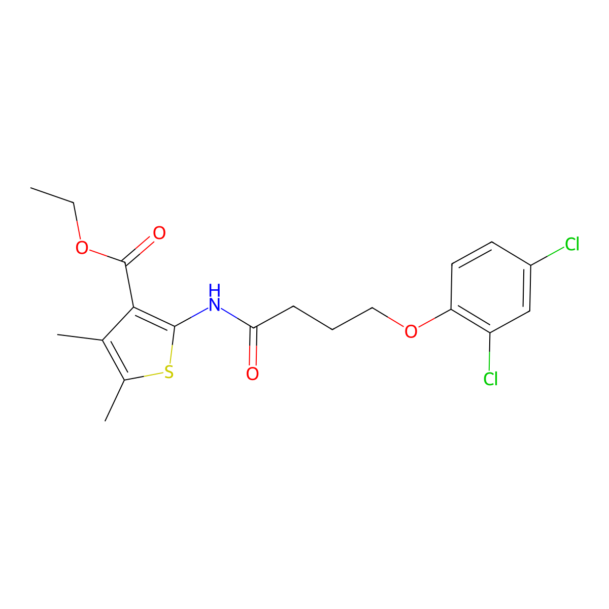 Ethyl 2-[4-(2,4-dichlorophenoxy)butanamido]-4,5-dimethylthiophene-3-carboxylate molecular structure, CAS 314055-48-6