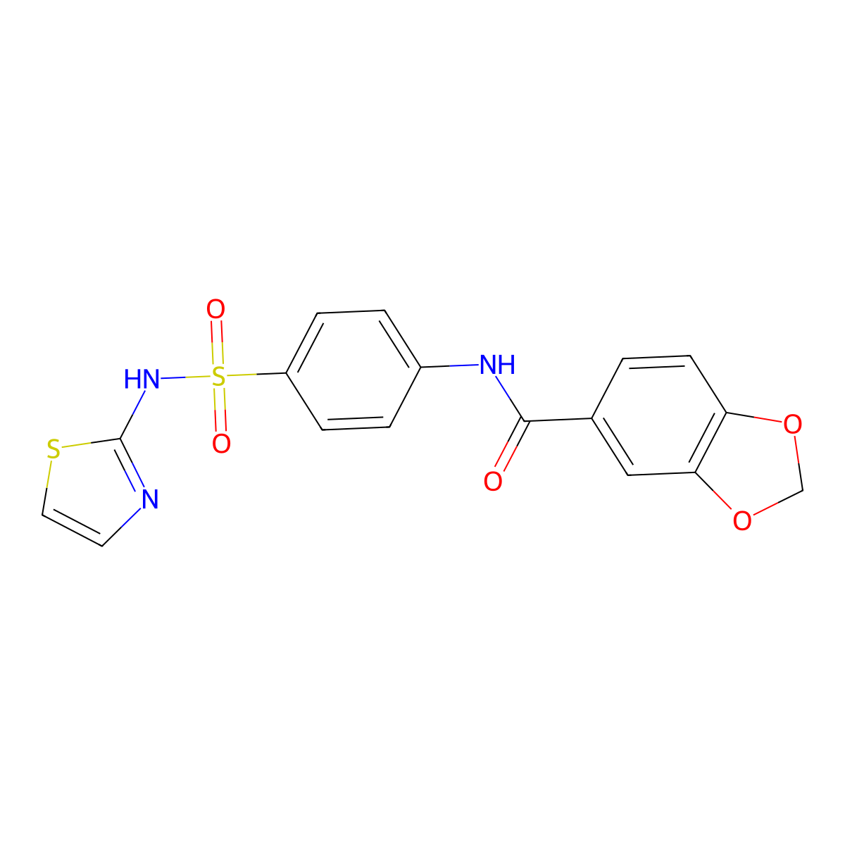 N-[4-(1,3-thiazol-2-ylsulfamoyl)phenyl]-1,3-benzodioxole-5-carboxamide molecular structure, CAS 314055-53-3