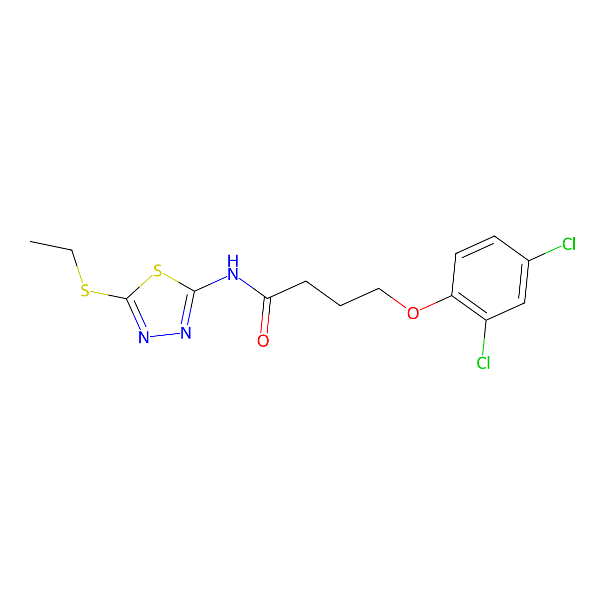 4-(2,4-dichlorophenoxy)-N-[5-(ethylsulfanyl)-1,3,4-thiadiazol-2-yl]butanamide molecular structure, CAS 314055-60-2