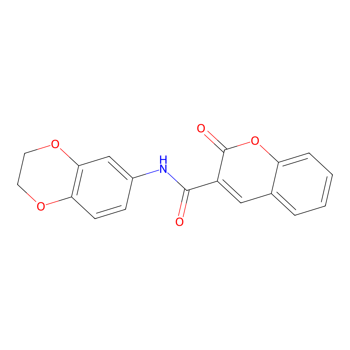 N-(2,3-dihydro-1,4-benzodioxin-6-yl)-2-oxo-2H-chromene-3-carboxamide molecular structure, CAS 314055-89-5