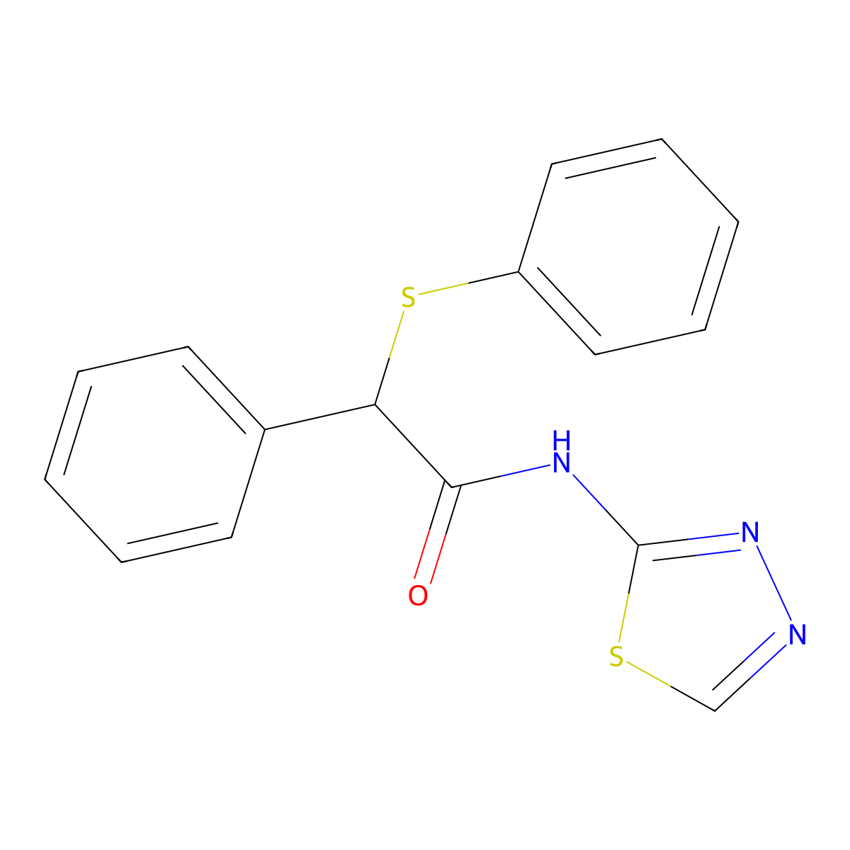 2-phenyl-2-(phenylsulfanyl)-N-(1,3,4-thiadiazol-2-yl)acetamide molecular structure, CAS 314055-94-2
