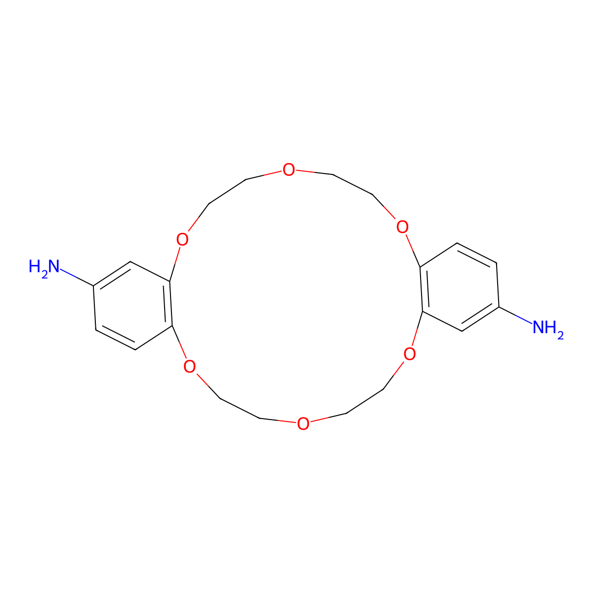 6,7,9,10,17,18,20,21-Octahydrodibenzo[b,k][1,4,7,10,13,16]hexaoxacyclooctadecine-2,13-diamine molecular structure, CAS 31406-52-7