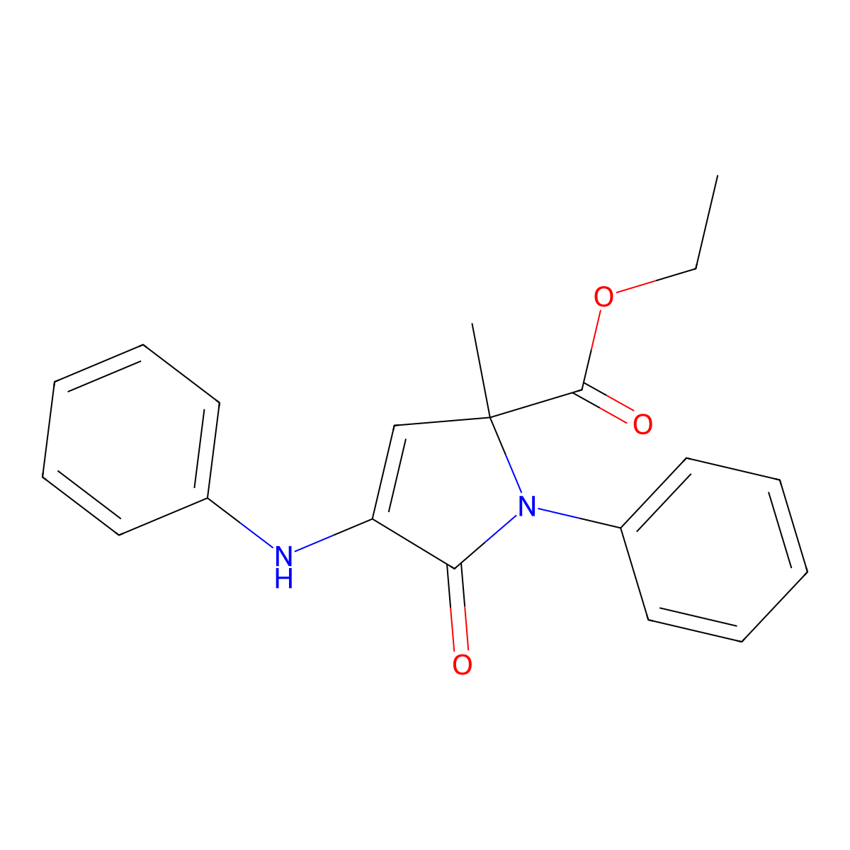ethyl 2-methyl-5-oxo-1-phenyl-4-(phenylamino)-2,5-dihydro-1H-pyrrole-2-carboxylate molecular structure, CAS 31407-15-5