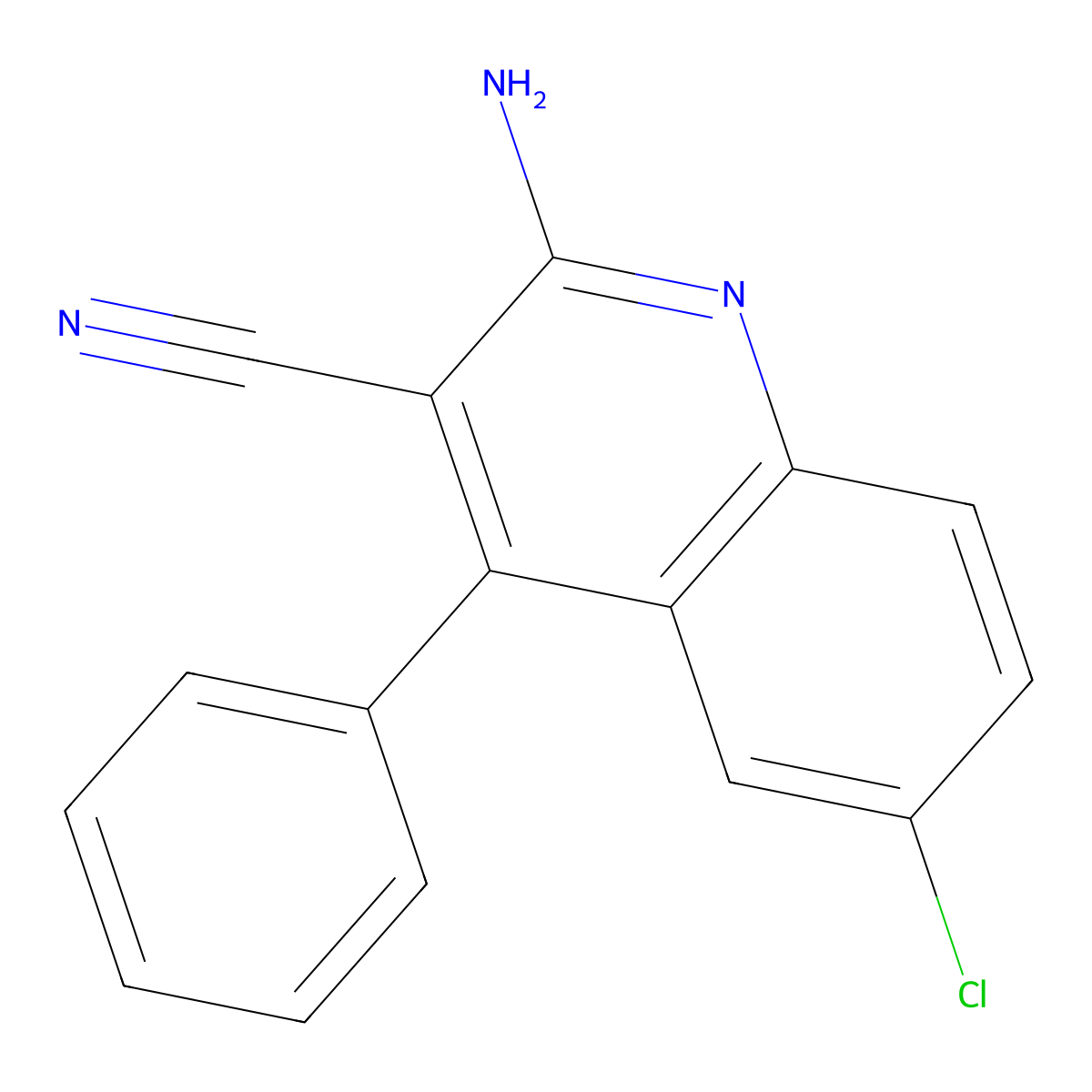 2-Amino-6-chloro-4-phenylquinoline-3-carbonitrile molecular structure, CAS 31407-27-9