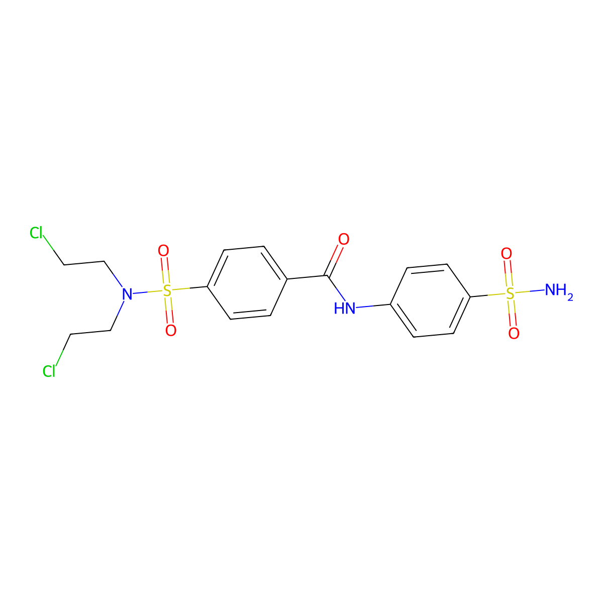 4-[bis(2-chloroethyl)sulfamoyl]-N-(4-sulfamoylphenyl)benzamide molecular structure, CAS 314076-23-8