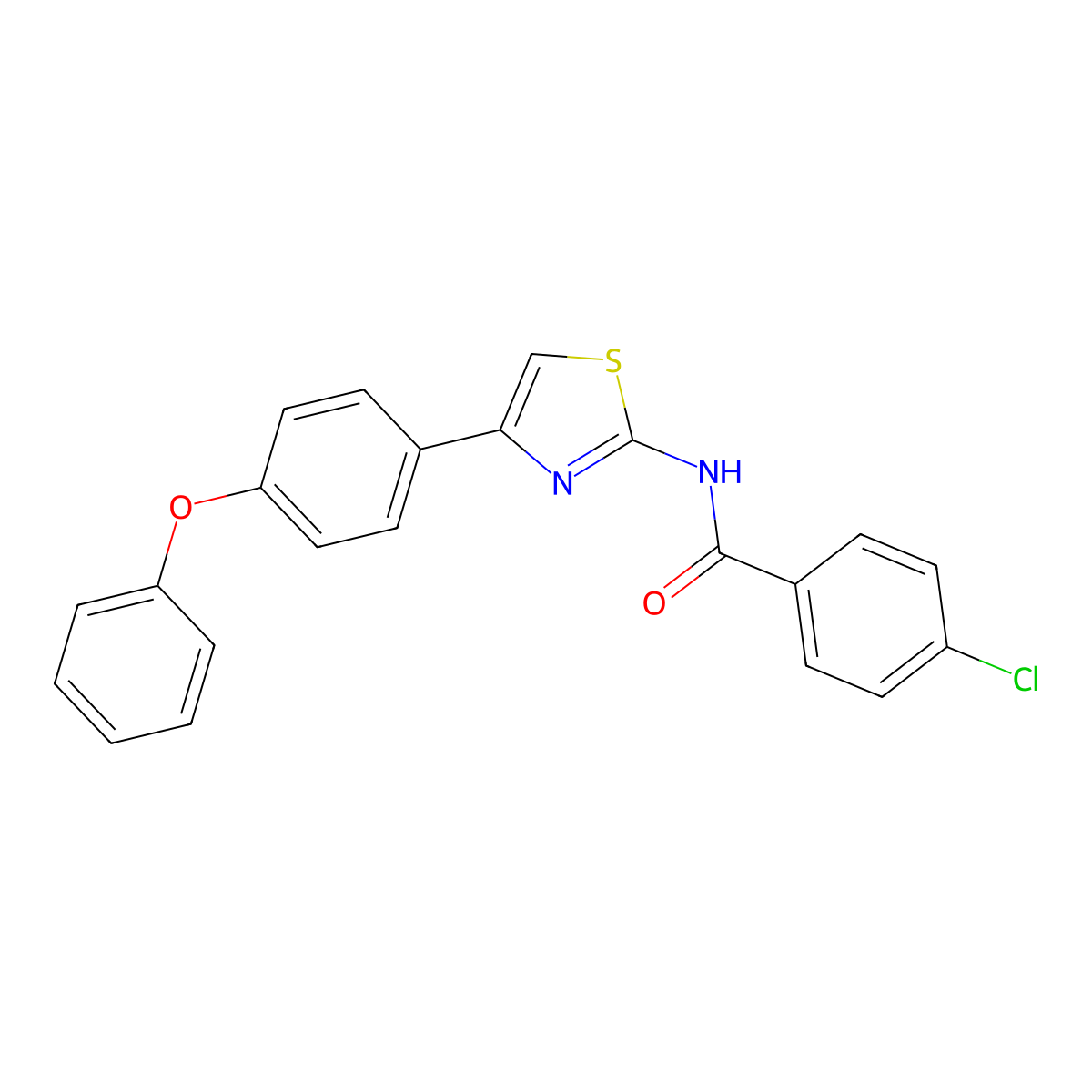 4-chloro-N-[4-(4-phenoxyphenyl)-1,3-thiazol-2-yl]benzamide molecular structure, CAS 314076-36-3