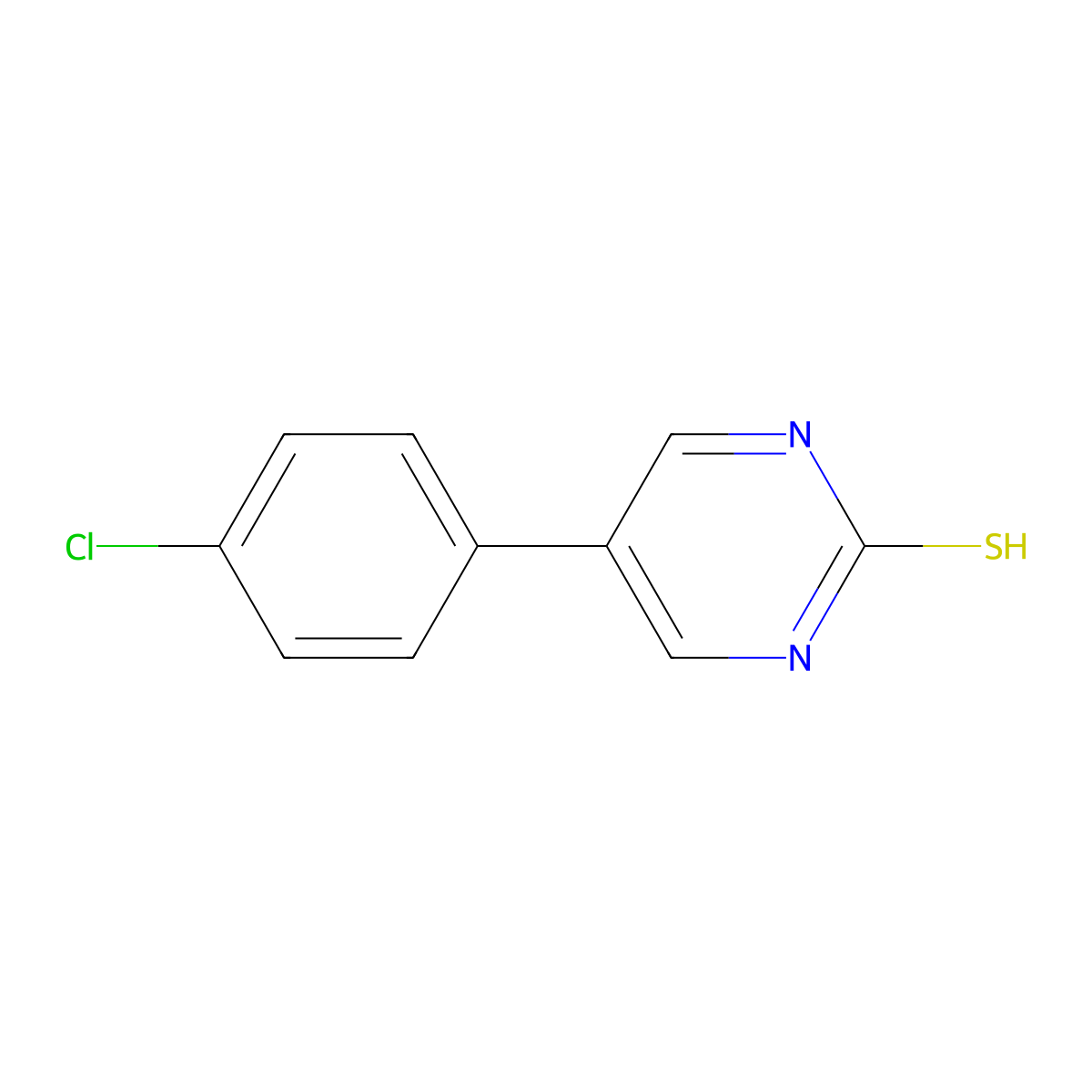 5-(4-Chlorophenyl)-2-pyrimidinethiol molecular structure, CAS 31408-24-9