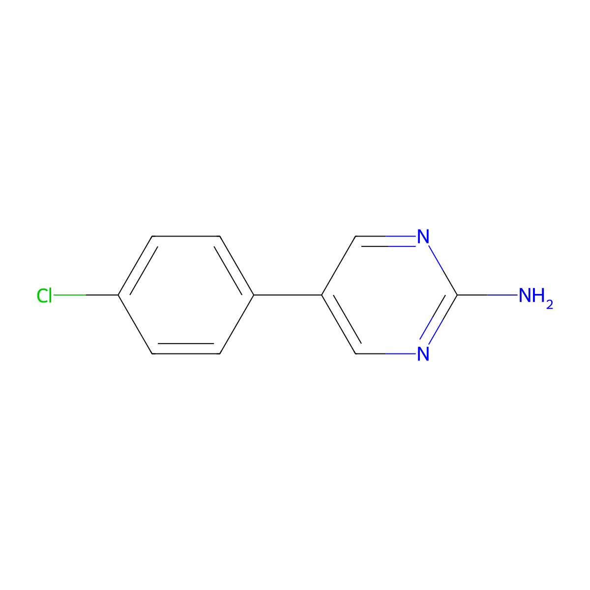 2-Pyrimidinamine, 5-(4-chlorophenyl)- molecular structure, CAS 31408-28-3