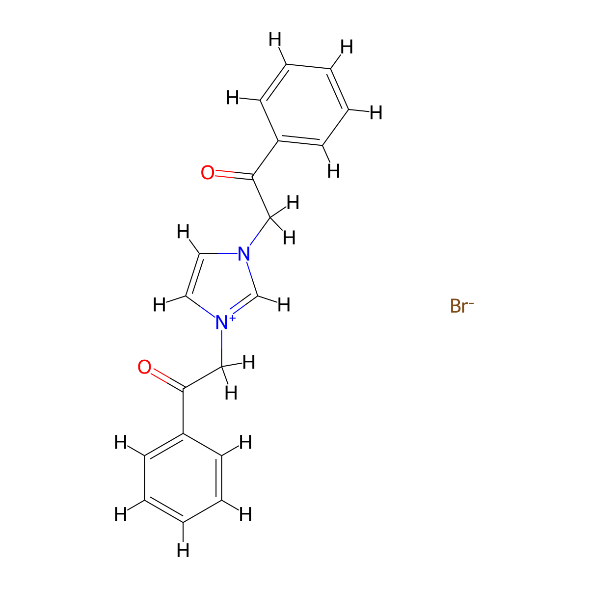 1,3-Bis-(2-oxo-2-phenyl-ethyl)-3H-imidazol-1-ium molecular structure, CAS 31410-05-6