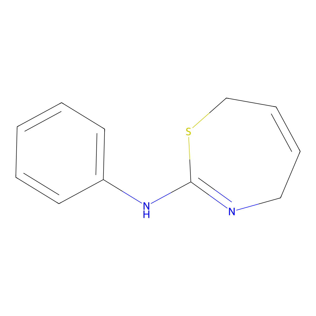 N-phenyl-4,7-dihydro-1,3-thiazepin-2-amine molecular structure, CAS 31417-85-3