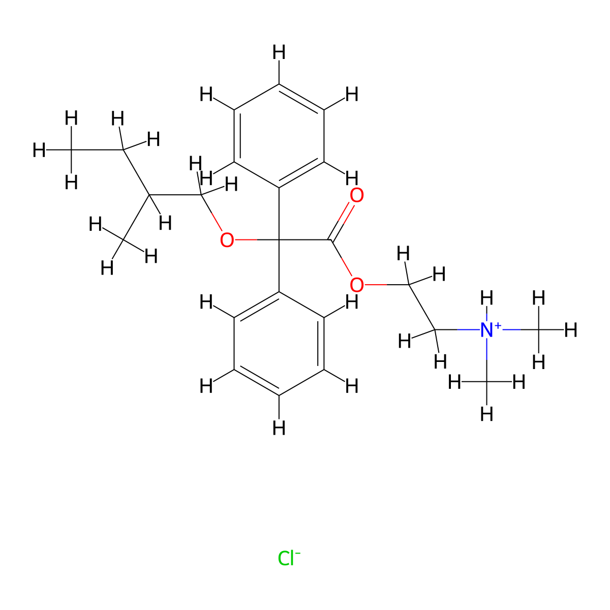 Benzeneacetic acid, alpha-(2-methylbutoxy)-alpha-phenyl-, 2-(dimethylamino)ethyl ester, hydrochloride molecular structure, CAS 3142-05-0