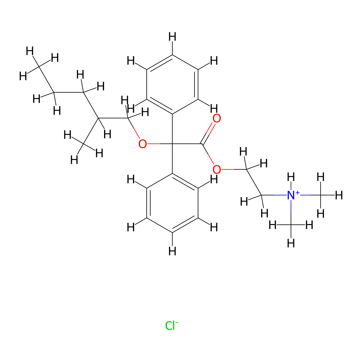 Acetic acid, 2,2-diphenyl-2-((2-methylpentyl)oxy)-, 2-(dimethylamino)ethyl ester, hydrochloride molecular structure, CAS 3142-11-8