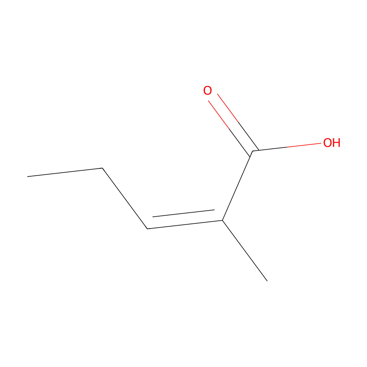 2-Methylpent-2-en-1-oic acid molecular structure, CAS 3142-72-1