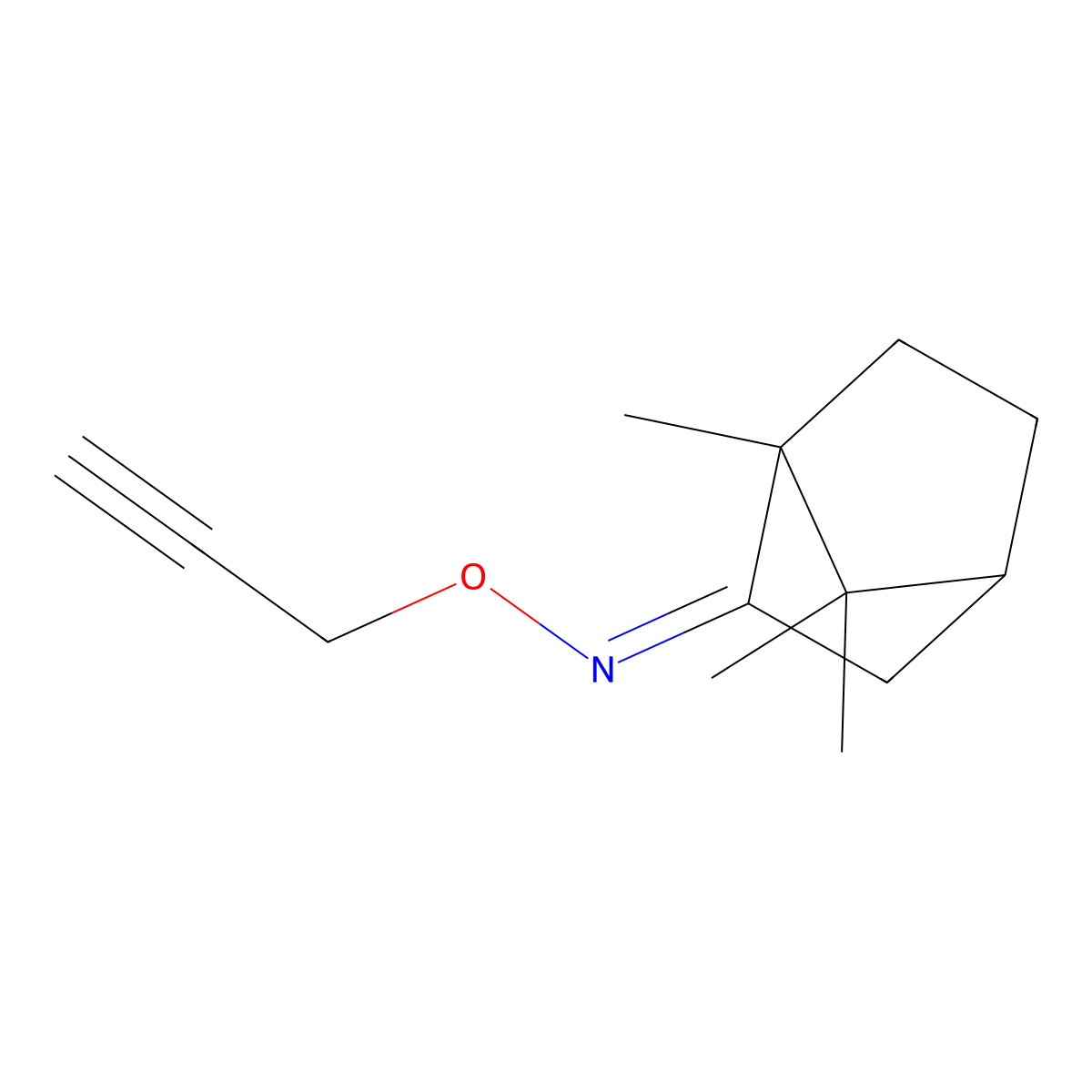 (2Z)-1,7,7-trimethyl-N-(prop-2-yn-1-yloxy)bicyclo[2.2.1]heptan-2-imine molecular structure, CAS 314238-36-3