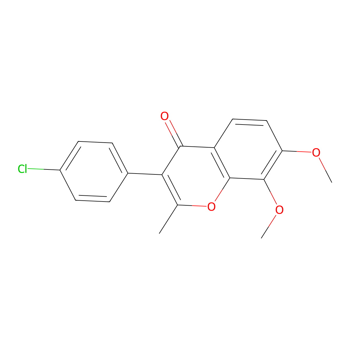 3-(4-chlorophenyl)-7,8-dimethoxy-2-methyl-4H-chromen-4-one molecular structure, CAS 314243-92-0