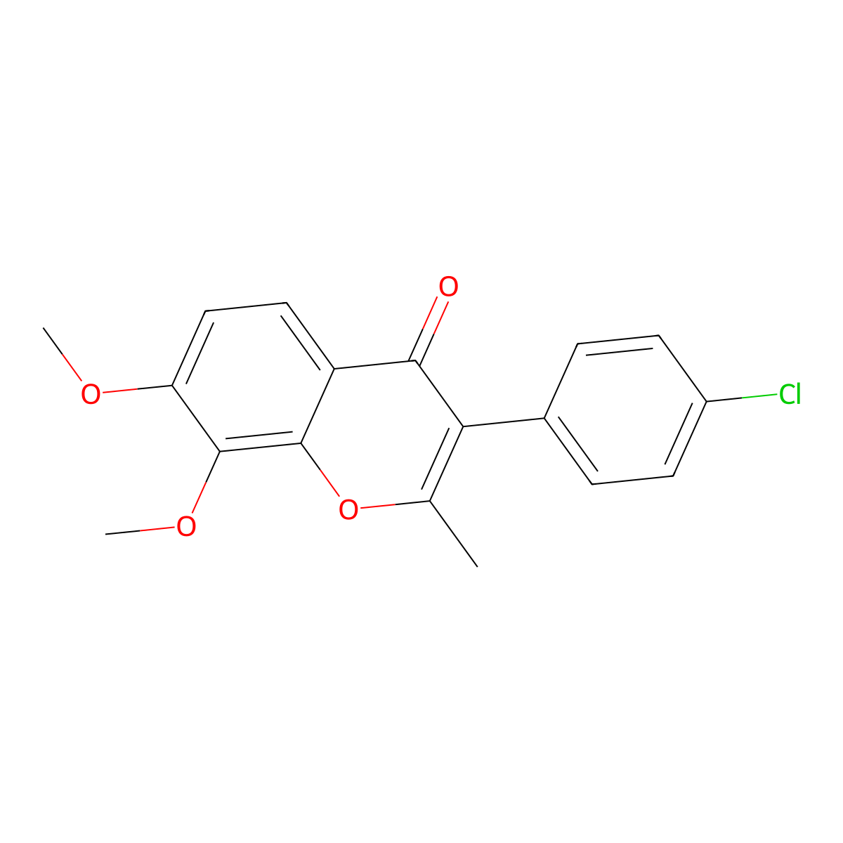 3-(4-chlorophenyl)-7,8-dimethoxy-2-methyl-4H-chromen-4-one molecular structure, CAS 314243-92-0